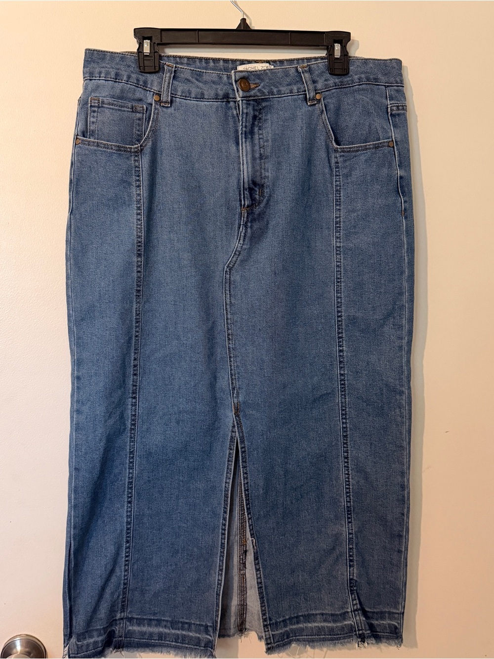 Rachel Zoe High Rise Denim Midi Skirt Size 14 Western Boho